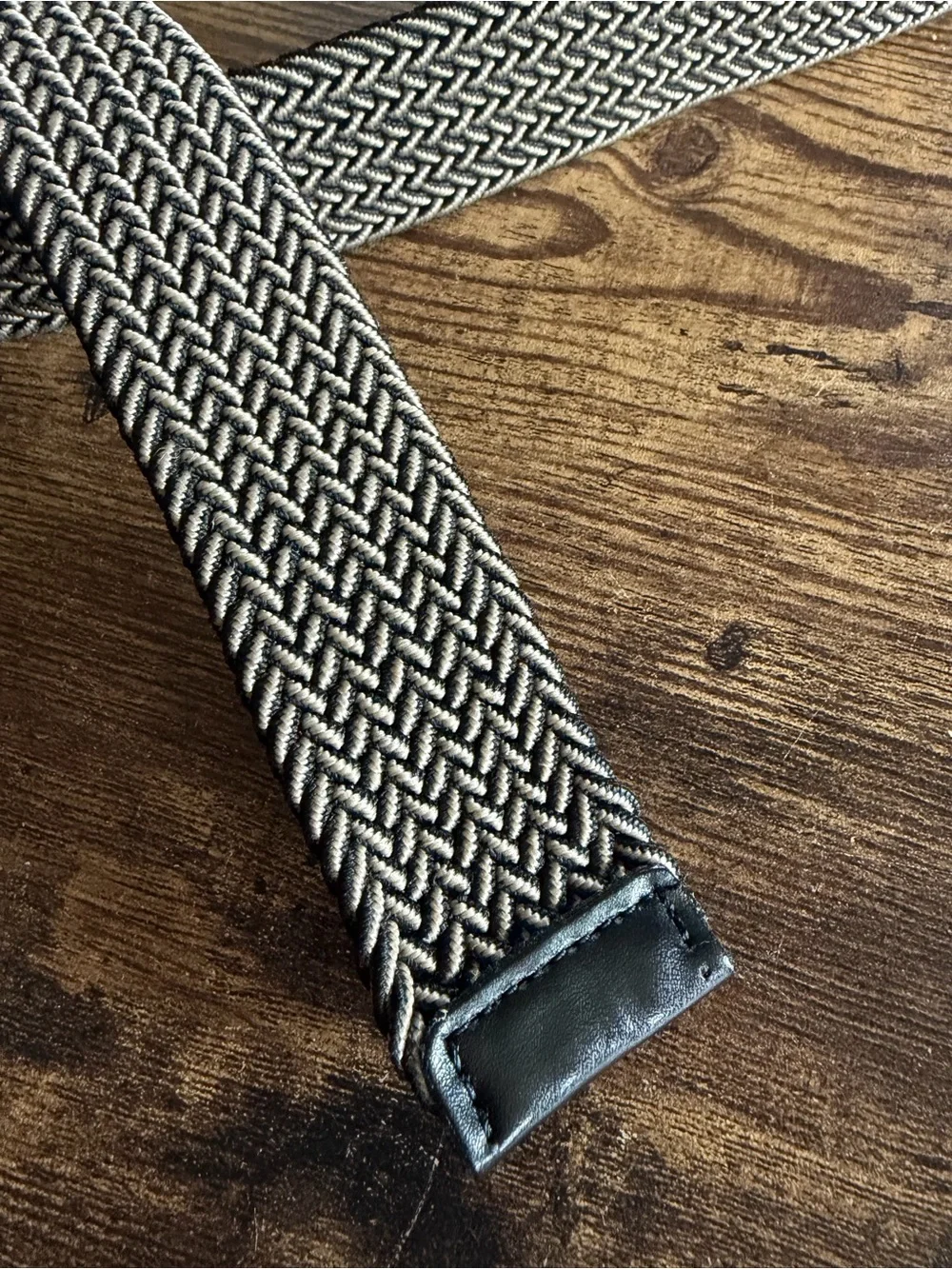 Dockers Black and Tan Woven Elastic Belt